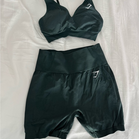 Gymshark Tops - Gymshark Black Seamless Sports Bra and High-Waist Shorts Set